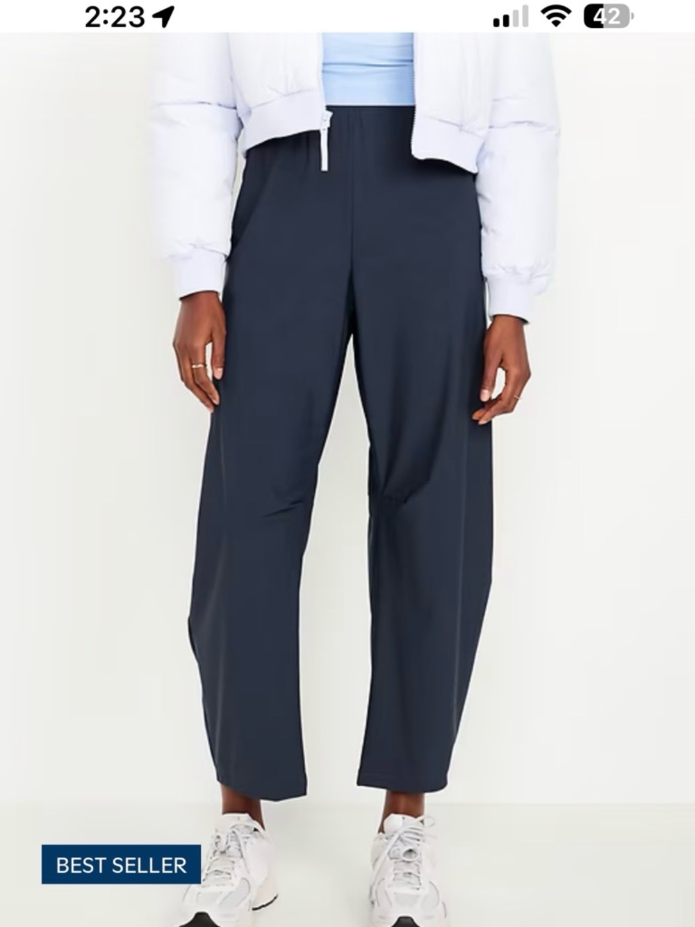 Old Navy Black dusk navy high waisted barrel leg tech pants